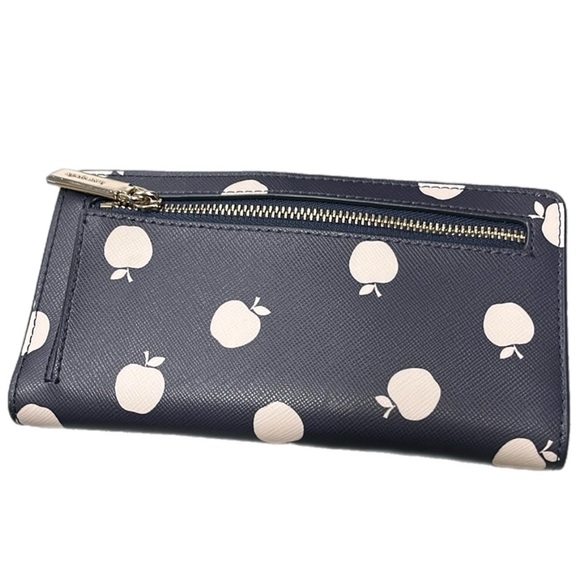 Kate Spade Staci Orchard Toss Print Large Slim Bifold Wallet Blazer Blue - Picture 3 of 6
